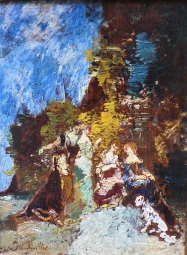 Adolphe MONTICELLI - Gemälde - La conversation