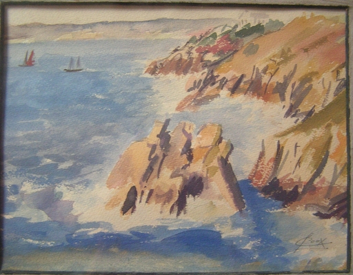 Suzanne COOX - Drawing-Watercolor - "Treboul" falaises