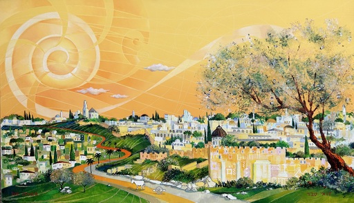 Zoe SEVER - Gemälde - “Walking On The Yellow Road. Jerusalem”