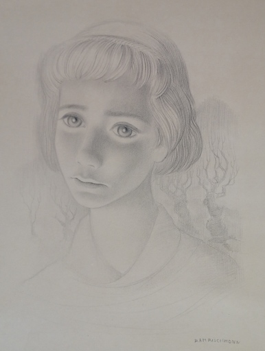Ram RISCHMANN - Dibujo Acuarela - Portrait d'enfant