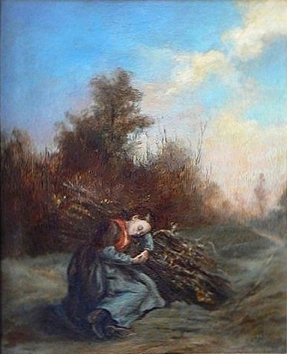 Hippolyte BELLANGÉ - Pintura - Fillette au fagot