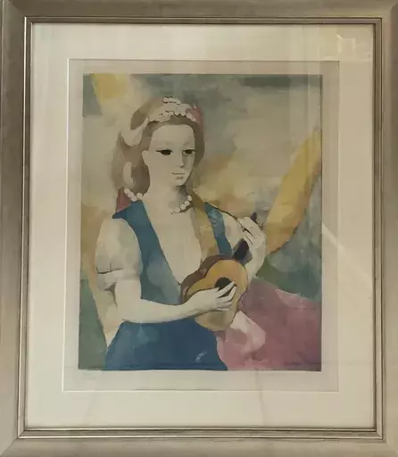 マリー・ローランサン - 版画 - Femme à la mandoline 