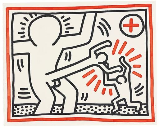 Keith HARING - Print-Multiple - ONE PLATE (FROM THREE LITHOGRAPHS SUITE)