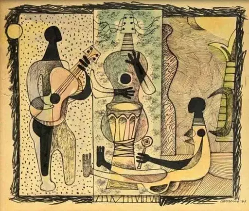 Mario CARREÑO - Zeichnung Aquarell - Músicos