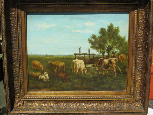Arthur DE WAERHERT - Painting - Kühe und Schafe auf der Weide