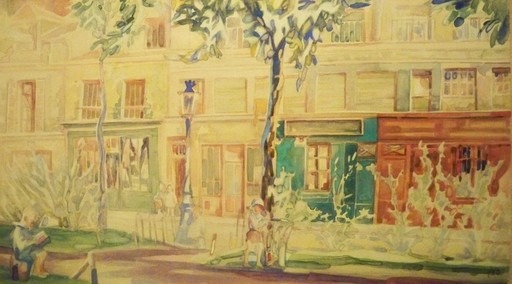 Alexandre BOREGIANOFF - Drawing-Watercolor - Scene de rue