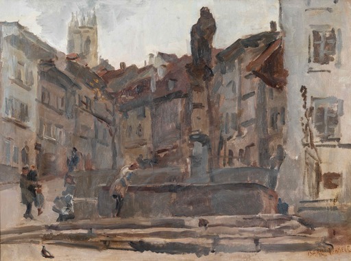 Isaac Lazarus ISRAELS - 绘画 - Fontaine St. Anne, Fribourg (Switzerland)