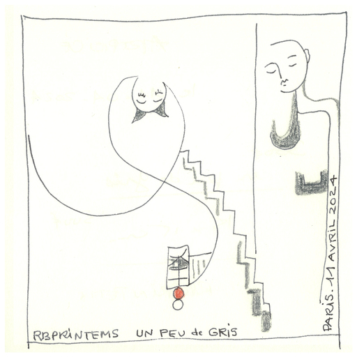 Reine BUD-PRINTEMS - Zeichnung Aquarell - "UN PEU de GRIS"