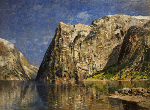 Johann HOLMSTEDT - Painting - Landscape fiord