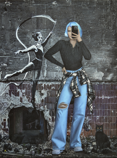 Nataliya BAGATSKAYA - Pittura - Selfie with Banksy Art