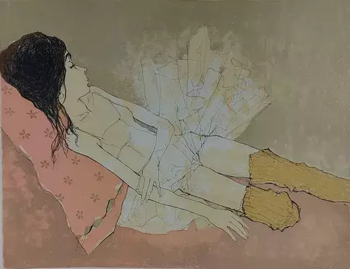 ジャン・ジャンセン - 版画 - Ophelie au coussin rose 