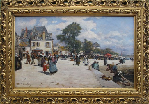 Fernand Marie Eugène LE GOUT-GÉRARD - Painting - Mercato nei pressi del porto