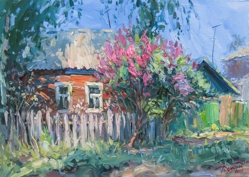 Yuriy DEMIYANOV - Painting - Maison et lilas