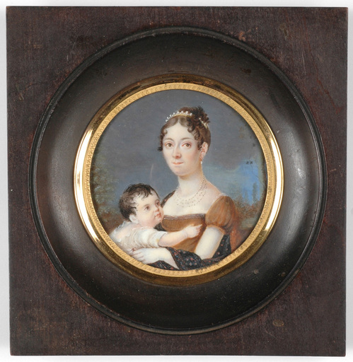 Pierre Charles CIOR - Miniatura - Pierre Charles Cior (1769-ca.1840) Lady with a little child