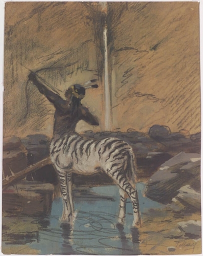 Ferdinand MAY - Drawing-Watercolor - "African Centaur", 1910s