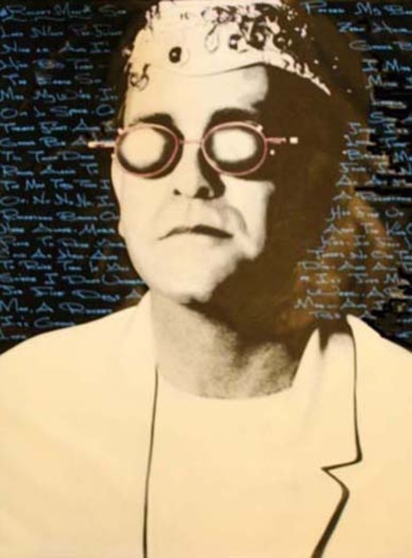 Steve KAUFMAN - Painting - Elton John - Lyrics