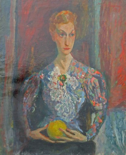 Jacques CHAPIRO - Painting - Woman Holding an Orange