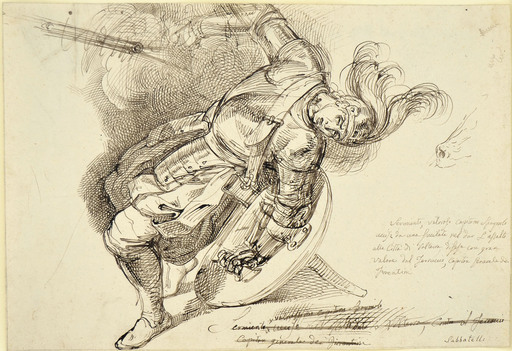 Luigi I SABATELLI - Drawing-Watercolor - The Death of Diego Sarmiento
