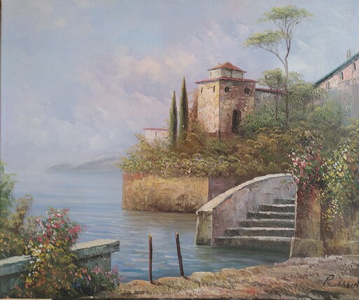 Romano ROSSINI - Painting - Sans titre - Paysage marin