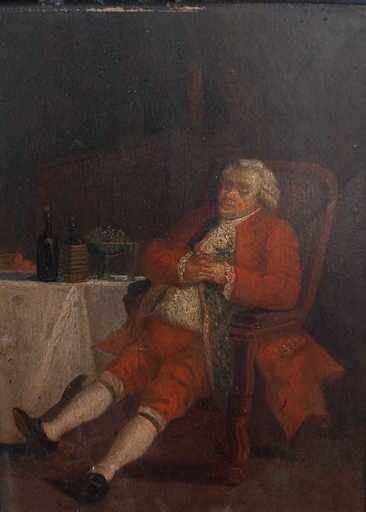Théodore REH - Pittura - Homme a tablé
