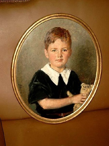 Richard SCHOLZ - Peinture - Junger Knabe mit Teddybär.