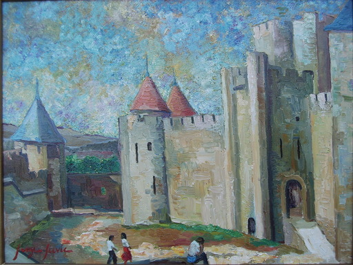 Serge SIEVIC - Painting - LES LICES A CARCASSONNE