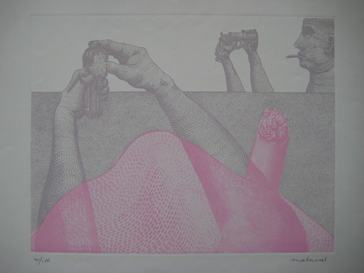 Robert MALAVAL - 版画 - GRAVURE 1965 SIGNÉE CRAYON NUM/100 HANDSIGNED NUMB ETCHING
