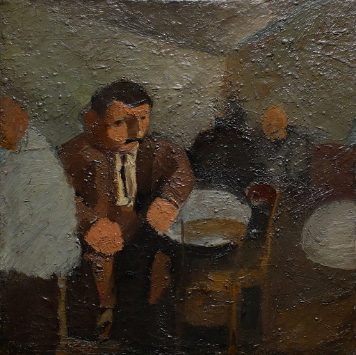 Edmond Amédée HEUZÉ - Pintura - Au café
