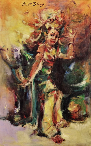 Antonio BLANCO - Painting - Ni Rondji Dancing a Pendet Dance, by Antonio Blanco