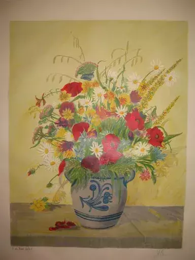 Marcel SAINT-JEAN - 版画 - Bouquet vase gris,1965..