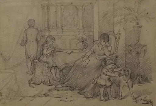 Robert SCHEFFER - Dibujo Acuarela - "Letter" by Robert Scheffer, late 19th century