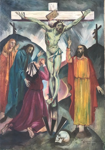 Reynold ARNOULD - Painting - Christ – crucifixion - calvaire - Noël 1940