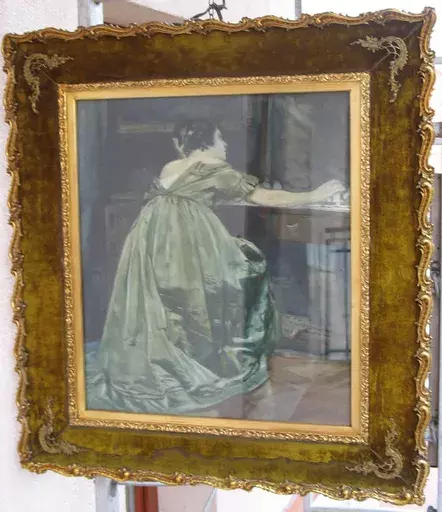 Paul VON SZINYEI-MERSE - Drawing-Watercolor - Woman in front of mirror