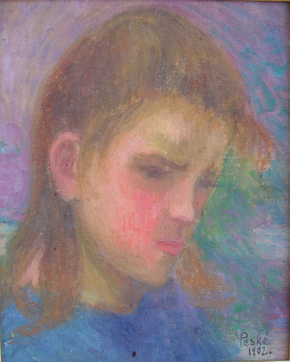 Jean PESKÉ - Gemälde - Portrait de jeune femme