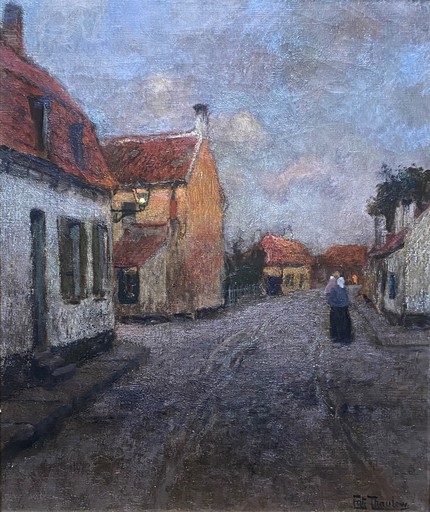 Frits THAULOW - Painting - “Street in Christiana” Circa 1890 1892