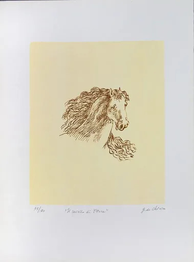 Giorgio DE CHIRICO - Stampa-Multiplo - Il cavallo di Ettore, 1971