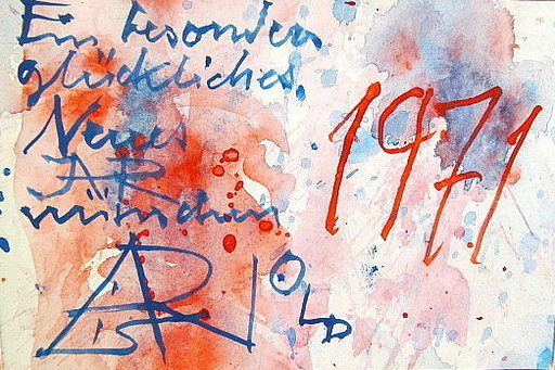 Arnold FIEDLER - Disegno Acquarello - Neujahrsgruß 1971