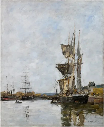 Eugène BOUDIN - Gemälde - Le trois mats dans le port de Deauville