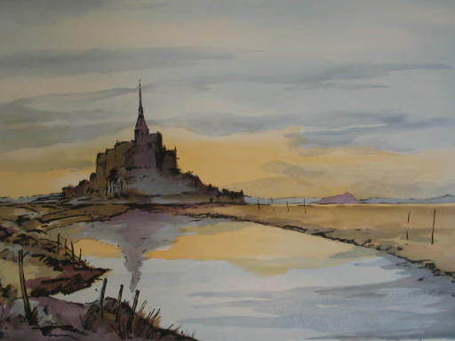 Jean-Pierre LAURENT - Estampe-Multiple - "Le Mont Saint-Michel",1985.
