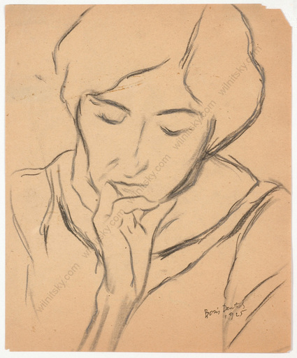 Boris DEUTSCH - Drawing-Watercolor - "Female portrait", drawing 