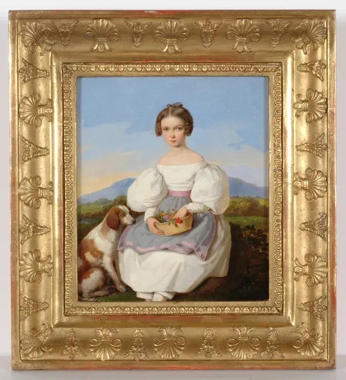Little Girl With Her Favorite Dog Oil Painting By Johann Grund