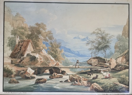 Franz II KNEBEL - Zeichnung Aquarell - Sassenage près Grenoble