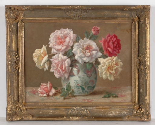 Frans KOPS - Pintura - "Roses", early 20th c., oil on canvas