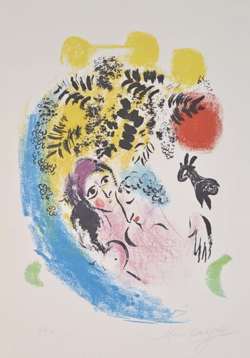 Marc CHAGALL - Stampa-Multiplo - Les Amoureux A Soleil Rouge - M285