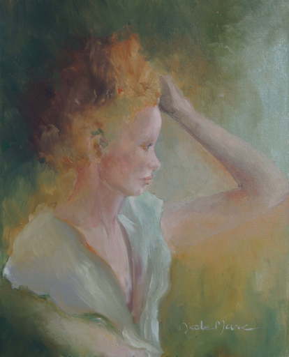 Nicole MARC - Painting - Portrait jeune femme blonde