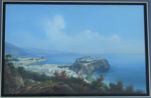 B. MEURIS - Disegno Acquarello - Monaco, et paysage méditerranéen