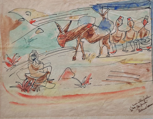 Marcel JANCO - Drawing-Watercolor - Oriental Village