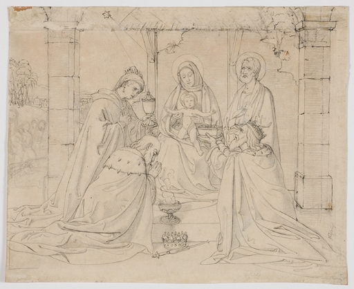 Josef VON FÜHRICH - Disegno Acquarello - "The Three Kings" by Josef von Fuehrich, ca 1840