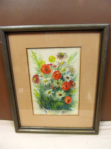 Will SPANIER - Drawing-Watercolor - Blumen-Stilleben mit Mohnblumen
