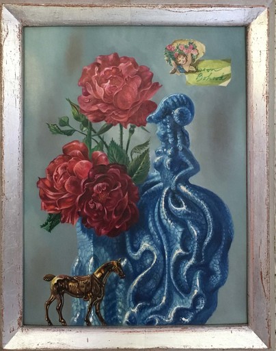 Aaron BOHROD - Painting - Red Rose for a Blue Lady